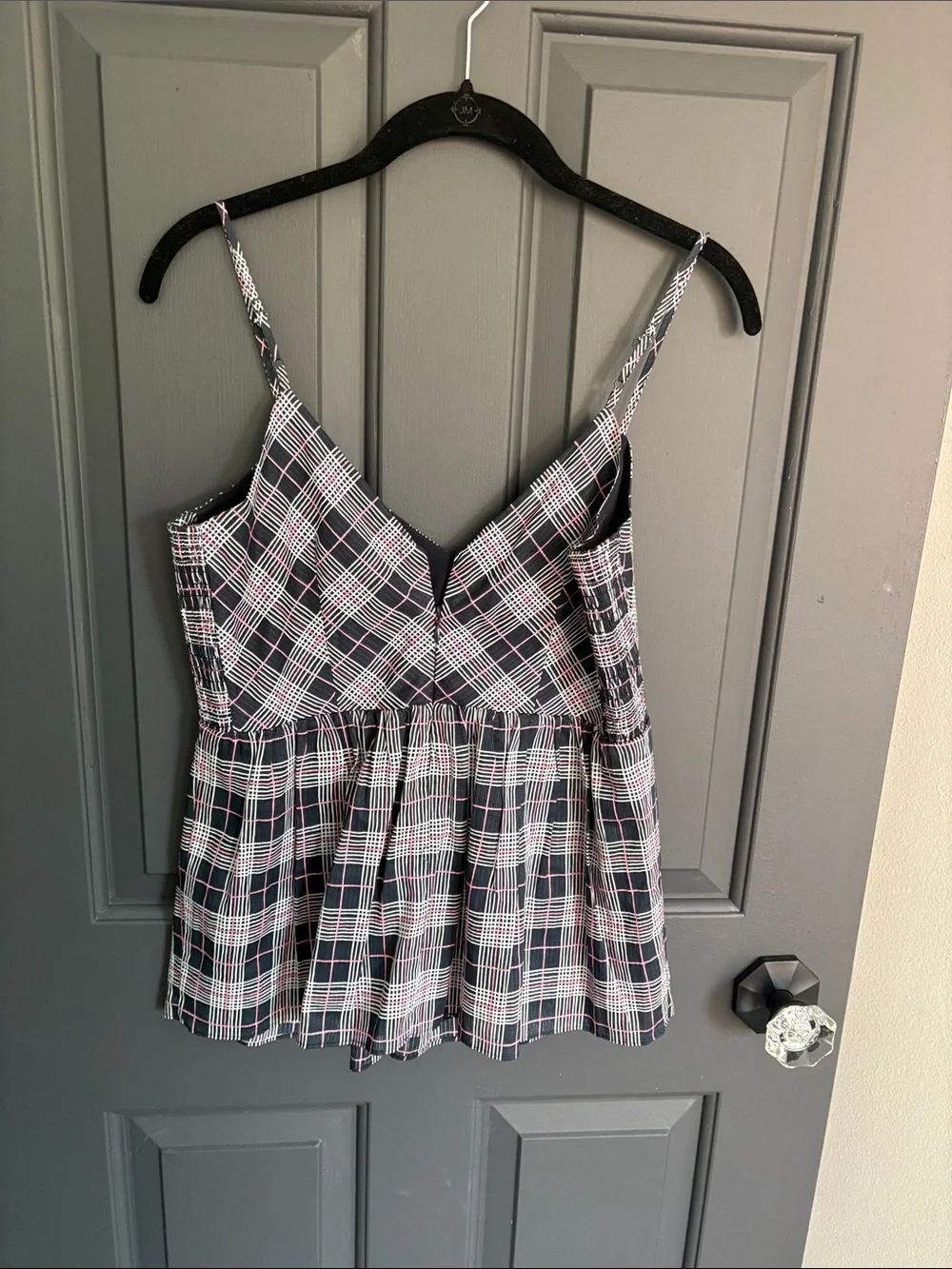 Club Monaco Navy and Pink Plaid Spaghetti Strap Camisole